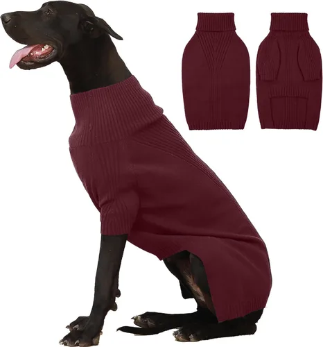 Miniatura 51 de IECOii Suéter extragrande para perro, suéteres térmicos cálidos para perros de raza gigante, ropa de punto, cuello alto de invierno, elástica
