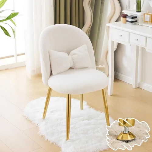 Miniatura 19 de VINGLI Silla de Maquillaje de Pétalo con Respaldo, Silla de Escritorio Linda para Niñas Sin Ruedas, Silla de Comedor Moderna, Pequeña Silla