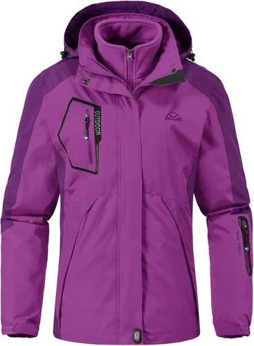 Miniatura 6 de Rdruko Chaqueta de esquí impermeable 3 en 1 para mujer, abrigo de invierno con aislamiento polar