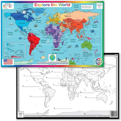 Miniatura 13 de Tot Talk Map of Africa Kids - Mantel individual educativo para niños, colección Part of Our World con actividades en la parte posterior, manteles