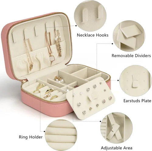 Miniatura 3 de KAMIER Cajas de joyería pequeñas para mujer caja organizadora de joyas de terciopelo para aretes anillos collares bonita caja de joyería