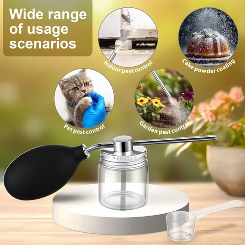 Miniatura 7 de Qualirey Paquete de 1 plumero redondo de diatomeas de grado alimenticio, plumero de polvo de aproximadamente 2 onzas, dispensador de polvo, Plateado