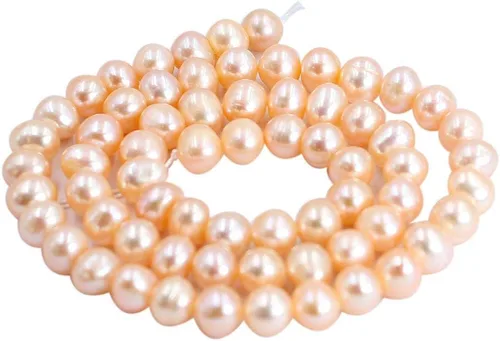 Fabricación de joyas naturales de 0.197-0.236 in cultivadas casi redondas de agua dulce perlas espaciadoras sueltas hebra de 14 pulgadas (rosa)