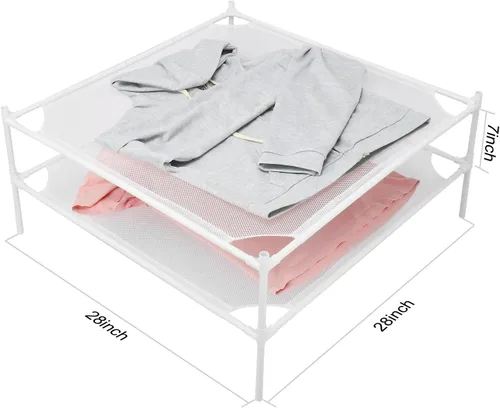 Miniatura 4 de Tendedero de secado de ropa, 2 capas para suéter plano, de malla, para interiores y exteriores, color blanco