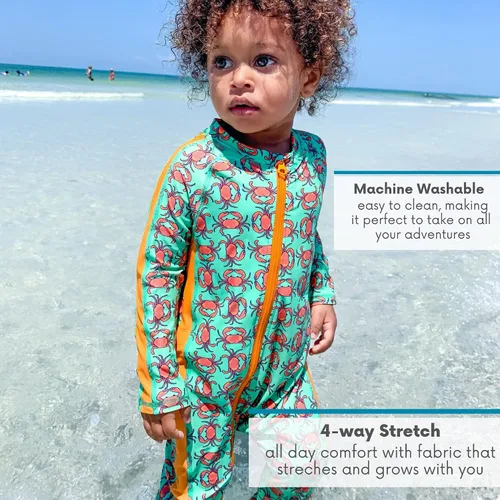 Miniatura 5 de SwimZip - Traje de baño de manga larga para niño, con protección UPF 50+