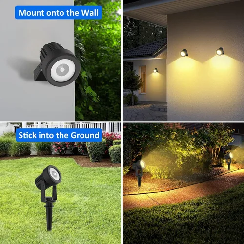 Miniatura 4 de T-SUNUS - Foco solar para jardín al aire libre, 4 en 1, luces solares IP65, impermeable, cable de 9.8 pies, panel solar separado de 5 W, Amarillo