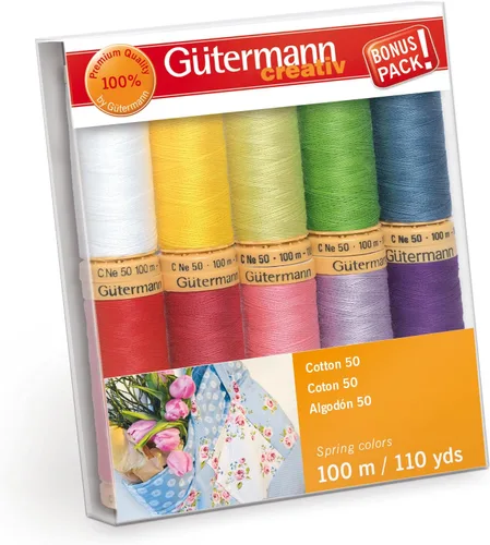 Gutermann - Juego de hilos de algodón, resorte, 10 carretes