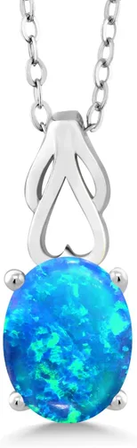 Miniatura 88 de Gem Stone King Collar de plata de ley 925 con piedra natal ovalada de 0.354 x 0.276 in Collar con colgante solitario para mujer Con cadena