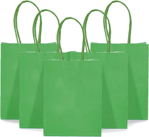 Miniatura 5 de DjinnGlory Paquete de 60 mini bolsas de regalo de papel verde con asas para cumpleaños, bodas, baby shower, regalos de fiesta, pequeñas bolsas