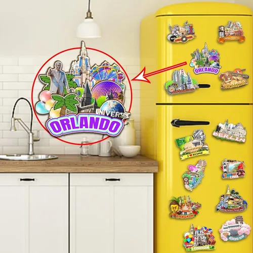 Miniatura 4 de Orlando Florida USA imán de nevera de madera 3D monumentos de viaje coleccionables recuerdos decoración hecho a mano - 2