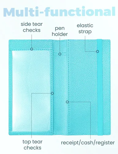 Miniatura 104 de Yarnic Funda para chequera personal, soporte para chequera con soporte para bolígrafo y divisor de plástico transparente integrado para cheques Rosa