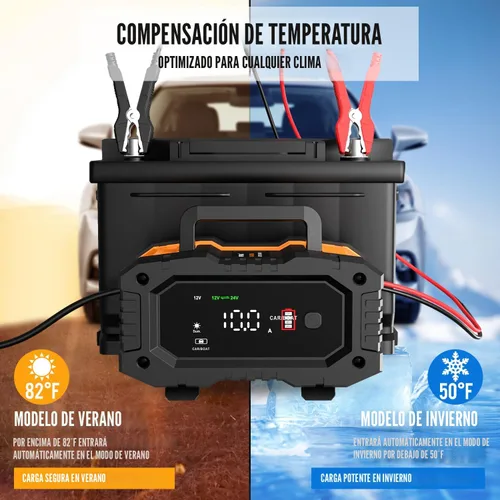 Miniatura 5 de NEXPEAK NC202 Cargador de Batería de 10 Amperios, Cargador de Batería Portátil para Automóvil de 12V 24V LiFePO4 Ácido de Plomo, Cargador por Goteo