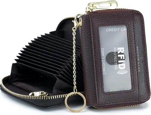 Miniatura 9 de imeetu - Tarjetero RFID, Estuche para Tarjetas de Negocios de Cuero Genuino, Cartera con Bloqueo RFID para Mujeres y Hombres