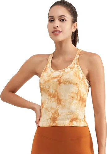 Miniatura 52 de sphinx cat - Camiseta corta de entrenamiento para mujer, camiseta sin mangas, acanalada, con espalda cruzada y brasier integrado