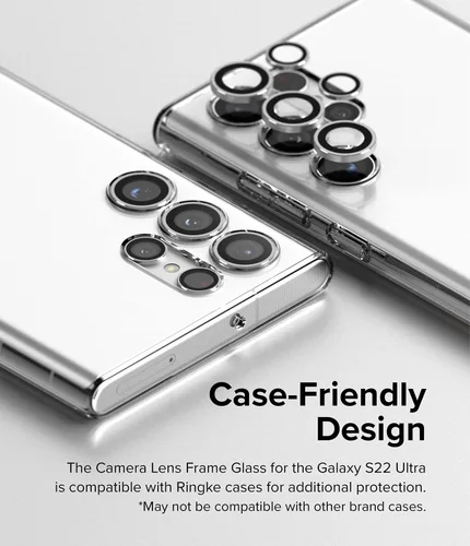 Miniatura 9 de Ringke Marco de lente de cámara de vidrio compatible con Samsung Galaxy S22 Ultra 5G, aluminio metal individual lente de cámara protector adhesivo