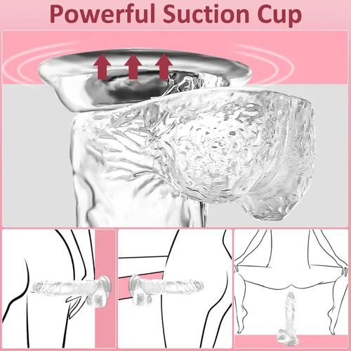 Miniatura 3 de 7.1 Consolador realista de silicona transparente con ventosa para el sexo, material de seguridad humana, adecuado para mujeres/hombres/gay, juguetes
