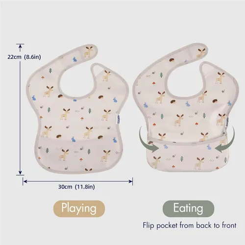 Miniatura 2 de Soarwg Kids Baberos para bebé, paquete de 5 baberos impermeables unisex para niños y niñas, imprescindibles para bebés que comen, alimentan Arcoíris