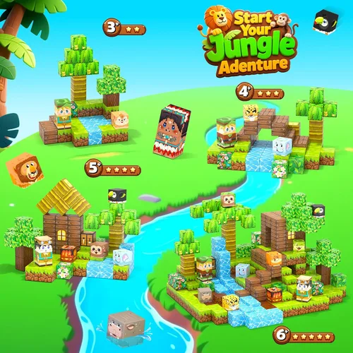 Miniatura 6 de 150 Bloques Magnéticos – Juego de Construcción de Minas Magnéticas, Juego de Construcciones STEM, Aventura en la Selva, Cubos Apilables Sensoriales