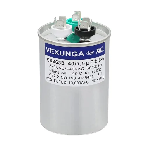 Miniatura 59 de VEXUNGA - 25/5 uF 25+5 MFD 370V o 440V Condensadores redondos de arranque dual 25 5 uF 370 440 Volt VAC CBB65 Condensadores para acondicionador