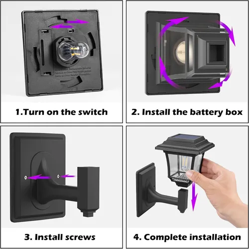 Miniatura 6 de LeiDrail Farol solar de pared, 2 modos de luces solares para valla con bombilla Edison, accesorios para casa de juegos al aire libre, impermeable