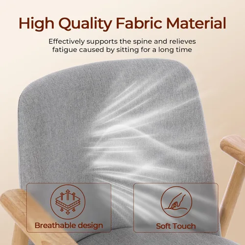 Miniatura 4 de Silla decorativa, sillón moderno de mediados de siglo, cómoda silla de lectura con asiento suave y patas de madera maciza para sala de estar