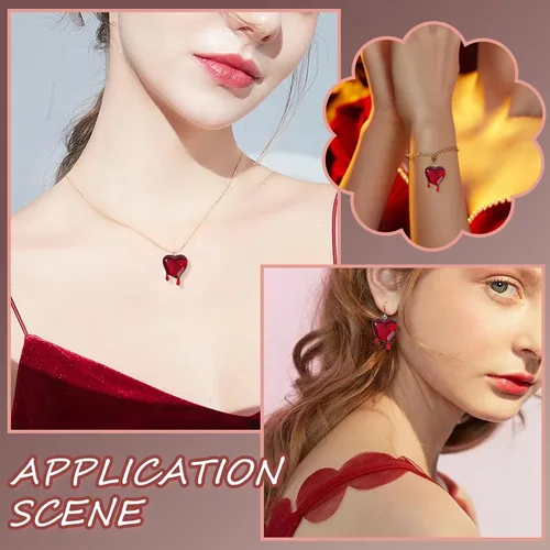 Miniatura 6 de Ipotkitt 10 dijes de corazón fundido transparente rojo con parte trasera plana, dijes de corazón de San Valentín en forma de corazón para el día