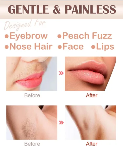 Miniatura 2 de Depilación facial 2 en 1, depilador facial portátil para mujeres, afeitadora de bikini recargable de viaje para mujeres, afeitadora de bikini