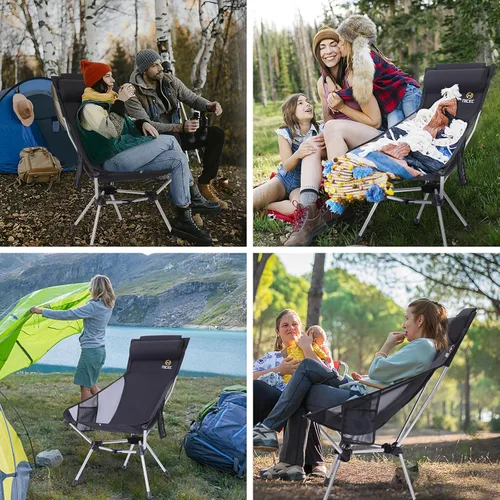 Miniatura 6 de Nice C Silla de camping plegable ultraligera con respaldo alto, silla plegable para mochileros, compacta y resistente al aire libre, viajes, picnic