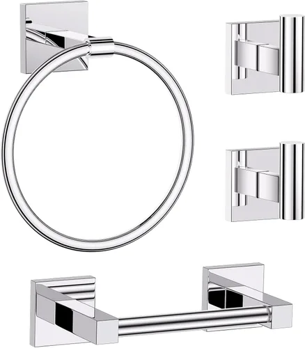 Miniatura 15 de Lairuier Juego de accesorios de baño, juego de 4 piezas de soporte para toallas que incluye soporte para papel higiénico, anillo para toallas y 2