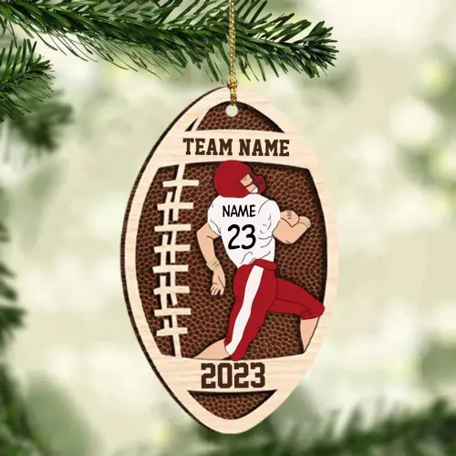Miniatura 14 de Adorno de fútbol americano personalizado, nombre y número personalizados, adorno 2D de forma plana, regalo para jugadores de fútbol y amantes
