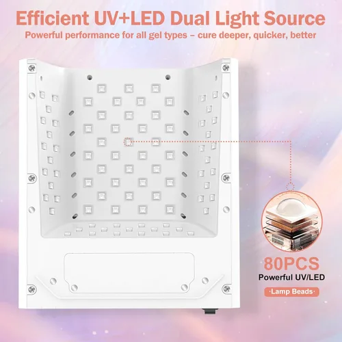 Miniatura 3 de NAILGIRLS Lámpara de uñas LED UV profesional de 60 W para salón y tecnología de uñas, 80 cuentas LED de esmalte de gel de secado rápido, recargable