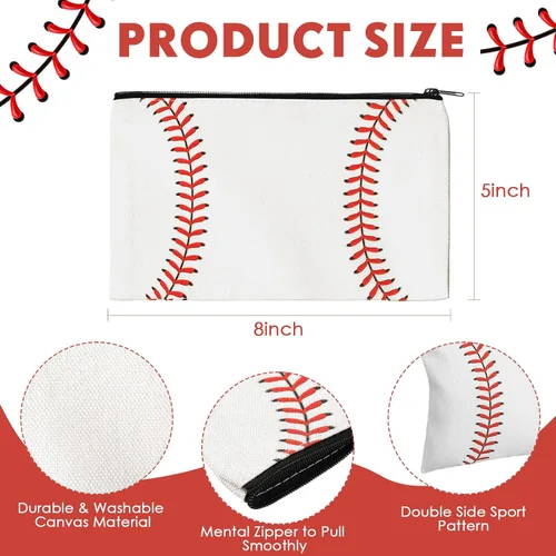 Miniatura 2 de Eccliy 20 bolsas de maquillaje de béisbol, regalos de equipo deportivo a granel, bolsa de cosméticos de béisbol, accesorios para mujeres, bolsa
