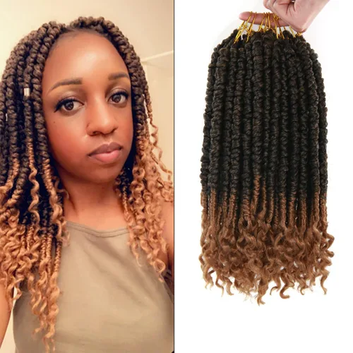Miniatura 12 de Paquete de 8 extensiones de cabello de ganchillo de 12 pulgadas, trenzas de ganchillo senegalesas, rizados, con rizos de resorte, para mujeres