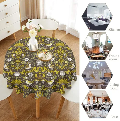 Miniatura 147 de Mantel Floral Retro de Pájaros, Diseño Original Bohemio William Morris Estampado Cubierta de Mesa para Hogar Picnic Fiesta Comedor Cocina William