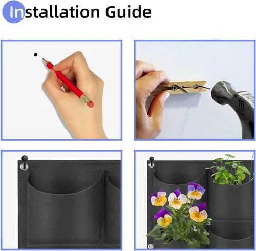 Miniatura 7 de Bolsas colgantes para macetas con 12 bolsillos, bolsas de cultivo verticales para colgar en la pared, macetas de jardín de hierbas para interiores