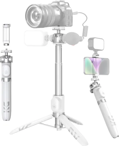 KraftGeek Trípode de teléfono Vlogging de 48 pulgadas para iPhone 16/15, Galaxy S25, DJI Pocket 3, cámara, selfie stick portátil con control remoto