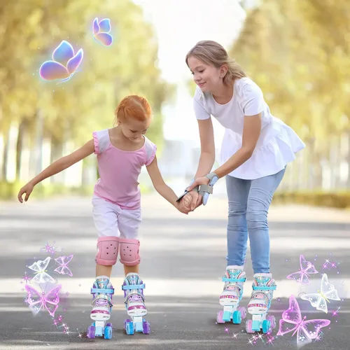Miniatura 6 de Patines para niñas y niños, 4 tamaños ajustables para niños pequeños y jóvenes con todas las ruedas iluminadas, patines para niños principiantes