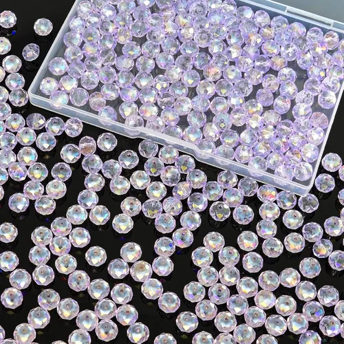 Miniatura 65 de 800 cuentas redondas de cristal de 0.236/0.396/0.394 pulgadas para joyas de bricolaje, ideales para pulseras, collares, colgantes y proyectos