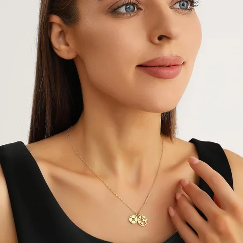 Miniatura 2 de Zealmer Collar delicado con colgante de brújula y mapa del mundo chapado en oro de 18 quilates, regalo de graduación para amigos