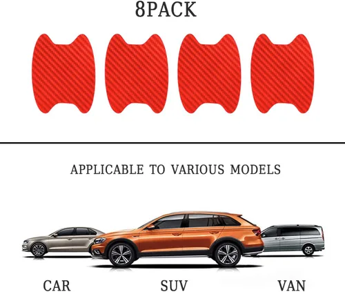 Miniatura 6 de 8 unidades de calcomanías para manija de puerta de coche, protector de copa de puerta de coche de fibra de carbono antiarañazos, película protectora