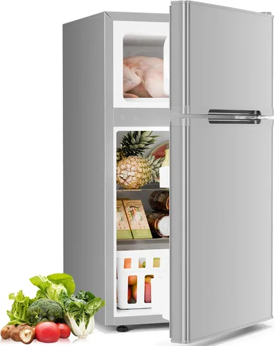 Miniatura 11 de Antarctic Star - Refrigerador compacto con congelador, mininevera de 2 puertas, estante ajustable, refrigerador pequeño para dormitorio, oficina