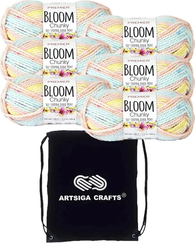 Miniatura 24 de Premier Yarns Bloom Chunky Gerbera 1114-21 - Hilo acrílico grueso y voluminoso #5 (3 madejas, el mismo lote de tinte) para ganchillo y tejer