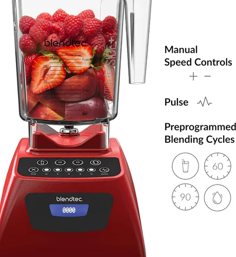 Miniatura 5 de Licuadora Blendtec C575A2321A-AMAZON Classic 575 con jarras Wild Side+ y Four Side, Caribe, Poppy Red
