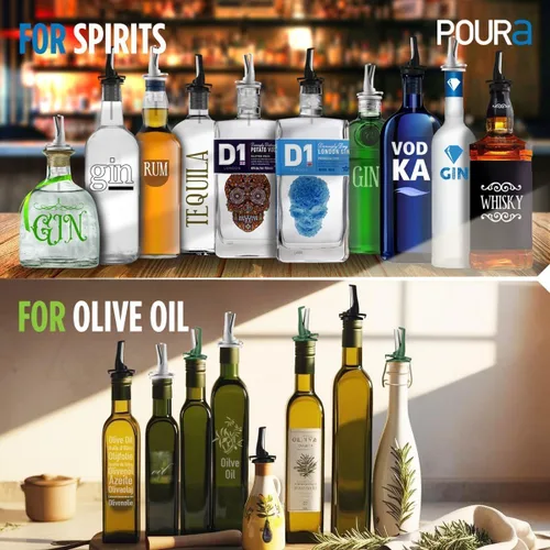 Miniatura 4 de Boquilla para verter licor 3 en 1, boquilla de aceite de oliva con tapas integradas para una protección óptima contra la mosca y el polvo, apto
