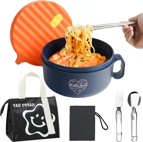 Miniatura 24 de AI LOVE PEACE Tazón de ramen, olla de ramen, tazón de ramen para microondas, tazón grande de fideos de 40 onzas, tazón para microondas, cuencos