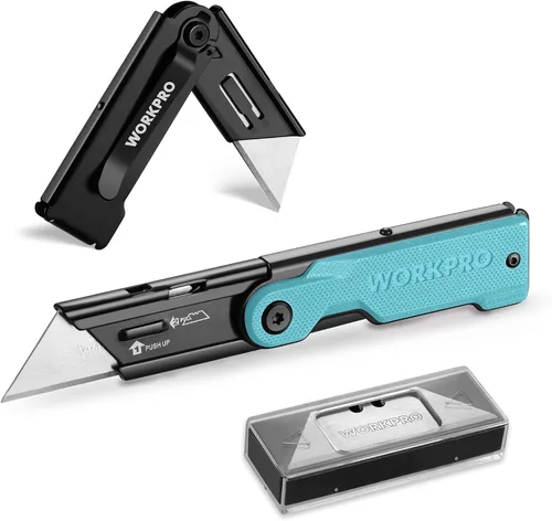 Miniatura 13 de WORKPRO Juego de cuchillos de bolsillo plegables de cambio rápido de 3 piezas con clip para cinturón