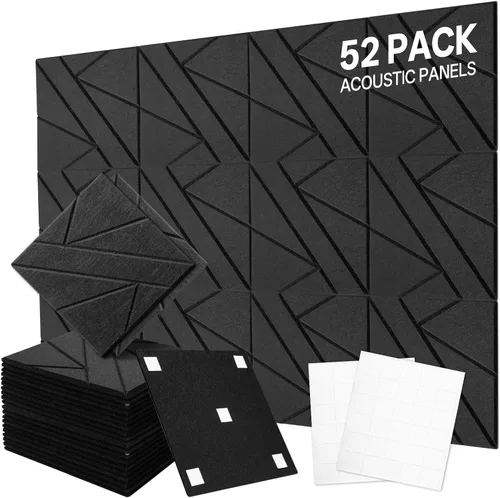 Miniatura 8 de VallisCo Paquete de 52 paneles acústicos mejorados de 2 x 12 x 12 pulgadas, paneles de espuma acústica para insonorización, reducción de ruido