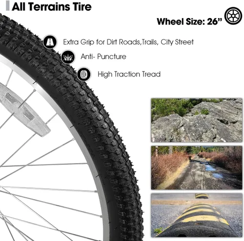 Miniatura 4 de Hiland Bicicleta de montaña de suspensión completa para hombre, 18 velocidades, rueda de 26 pulgadas, bicicleta de doble freno V para hombres