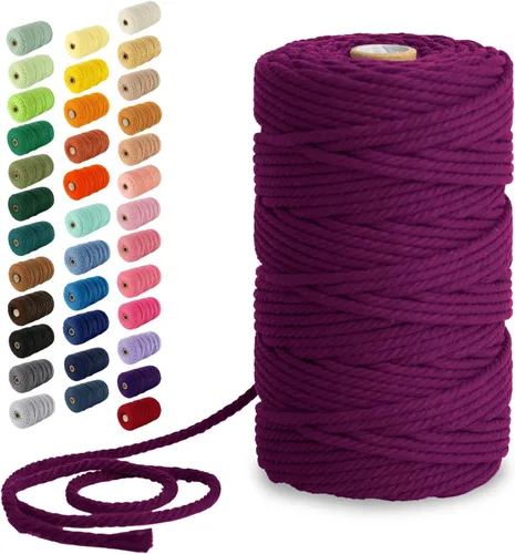 Miniatura 45 de Nook Theory - Cuerda de macramé de 3 mm, 220 yardas de cuerda de algodón, hilo de 4 mm y 5 mm, cuerda para manualidades, perfecta para colgantes