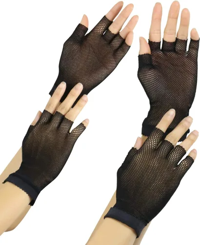 Miniatura 3 de ToBeInStyle Guantes de red sin dedos para mujer, diseño gótico de Halloween, 80 pies